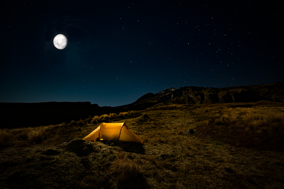 Taranaki West side campsite at night
