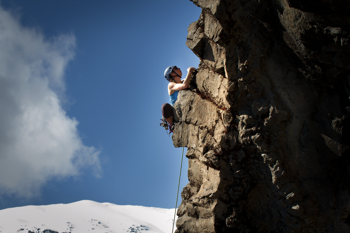 Megan Sety climbing at Whakapapa Gorge