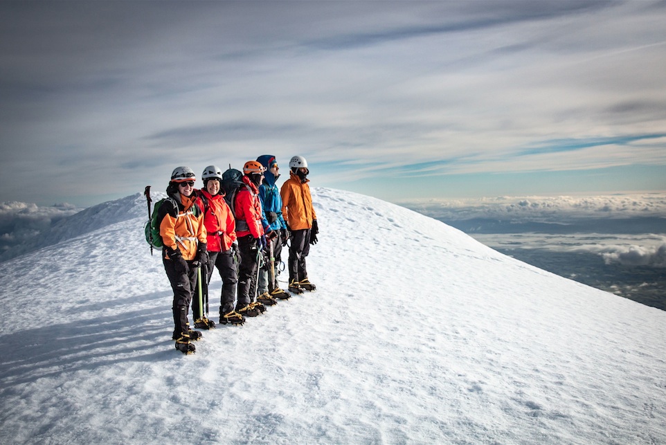 Just below the true summit of Mt Taranaki