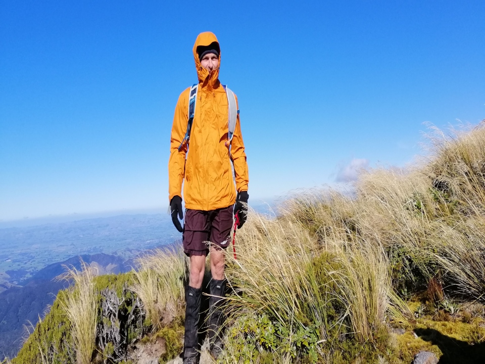Tramper standing on a ridge, Tararua Ranges