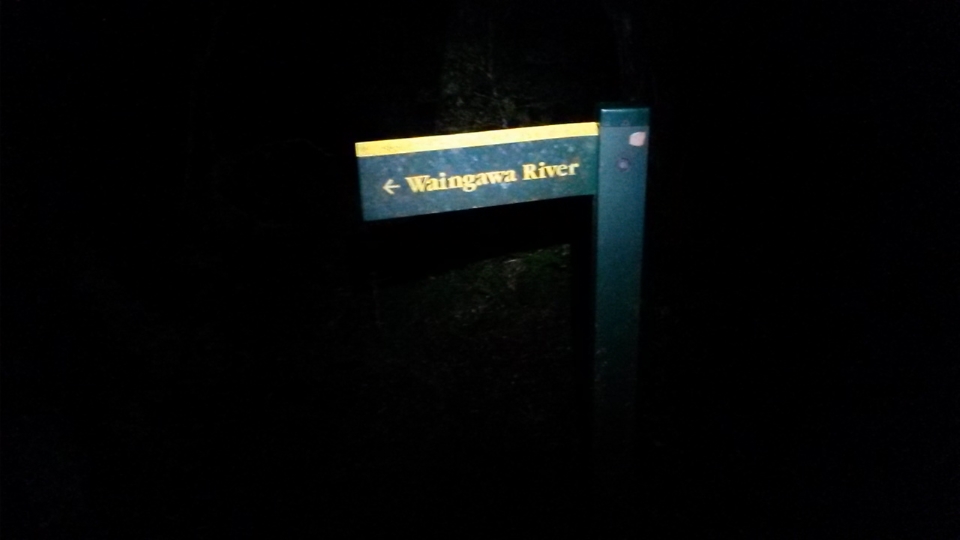 Waingawa River sign at night time