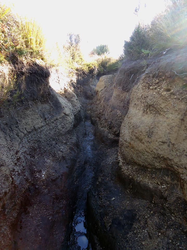 One of the eroded sections on the track to Mangatepopo Hut (the depth is around 1.6m)