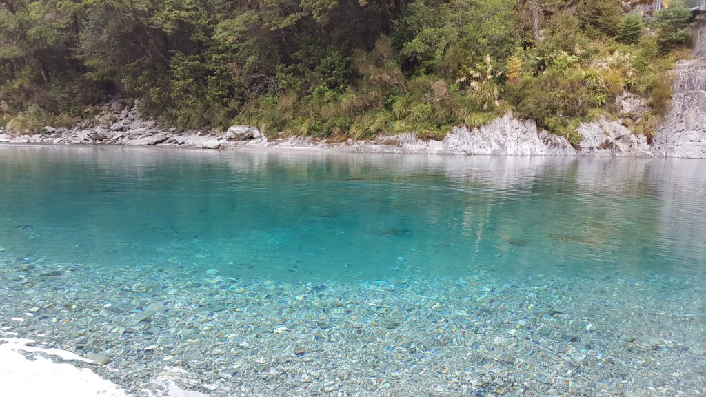 Strikingly blue river water