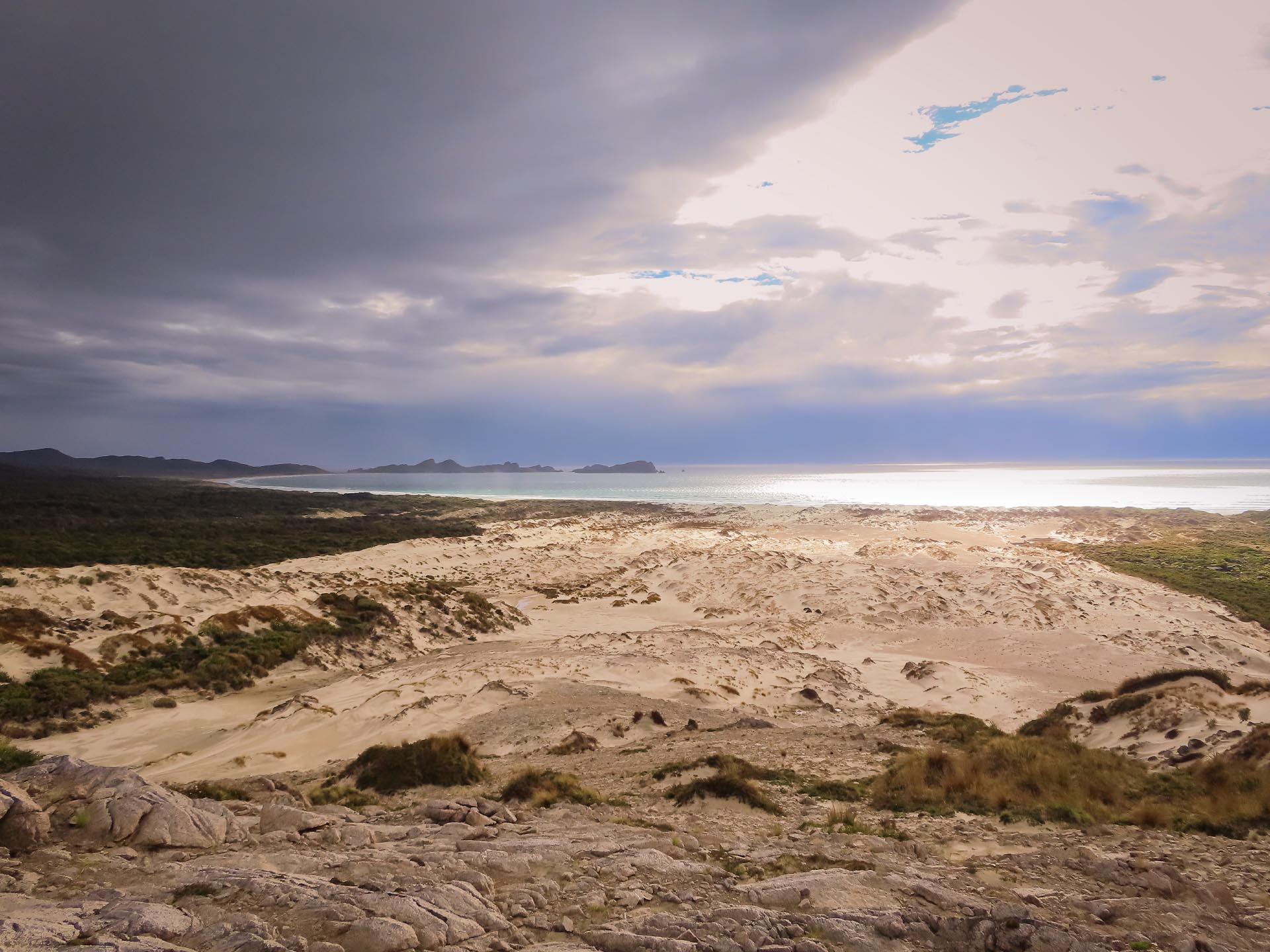 On Big Sandhill at Mason Bay with the Gutter and Ernest Islands in the distance
