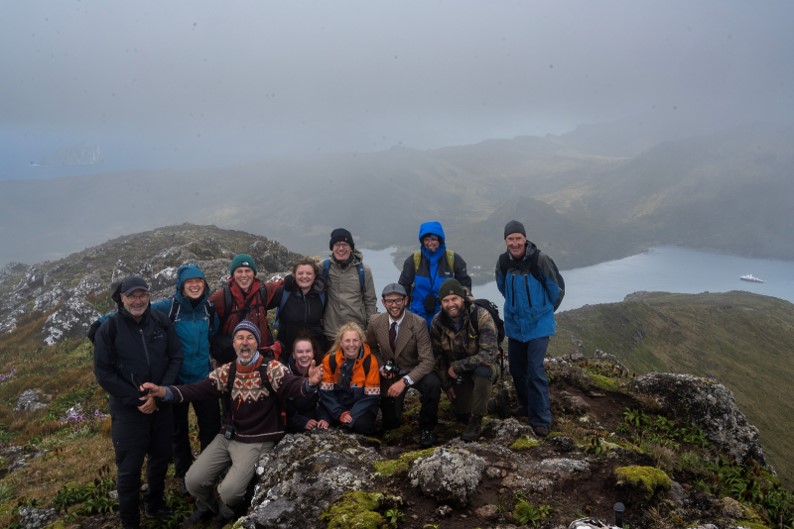 Group of people on a subantartic island