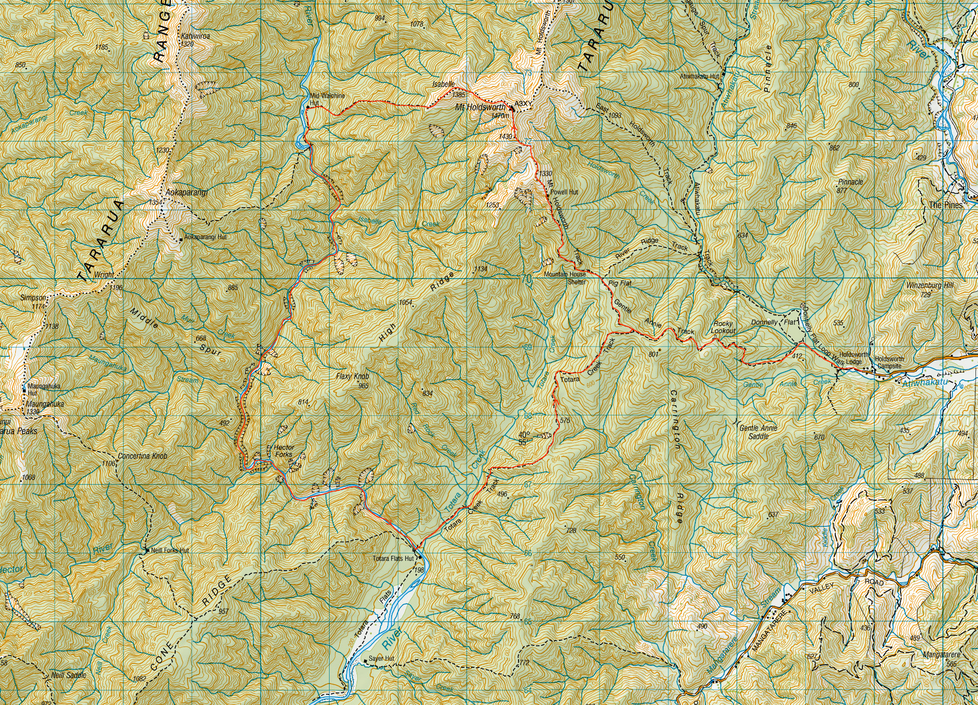 Map of the Waiohine Gorge