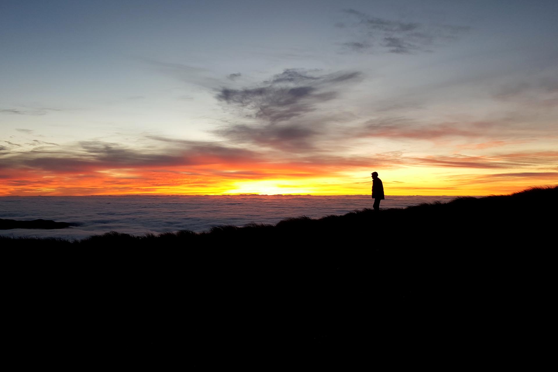 Sunrise from near Maungahuka Hut in the Tararua Range