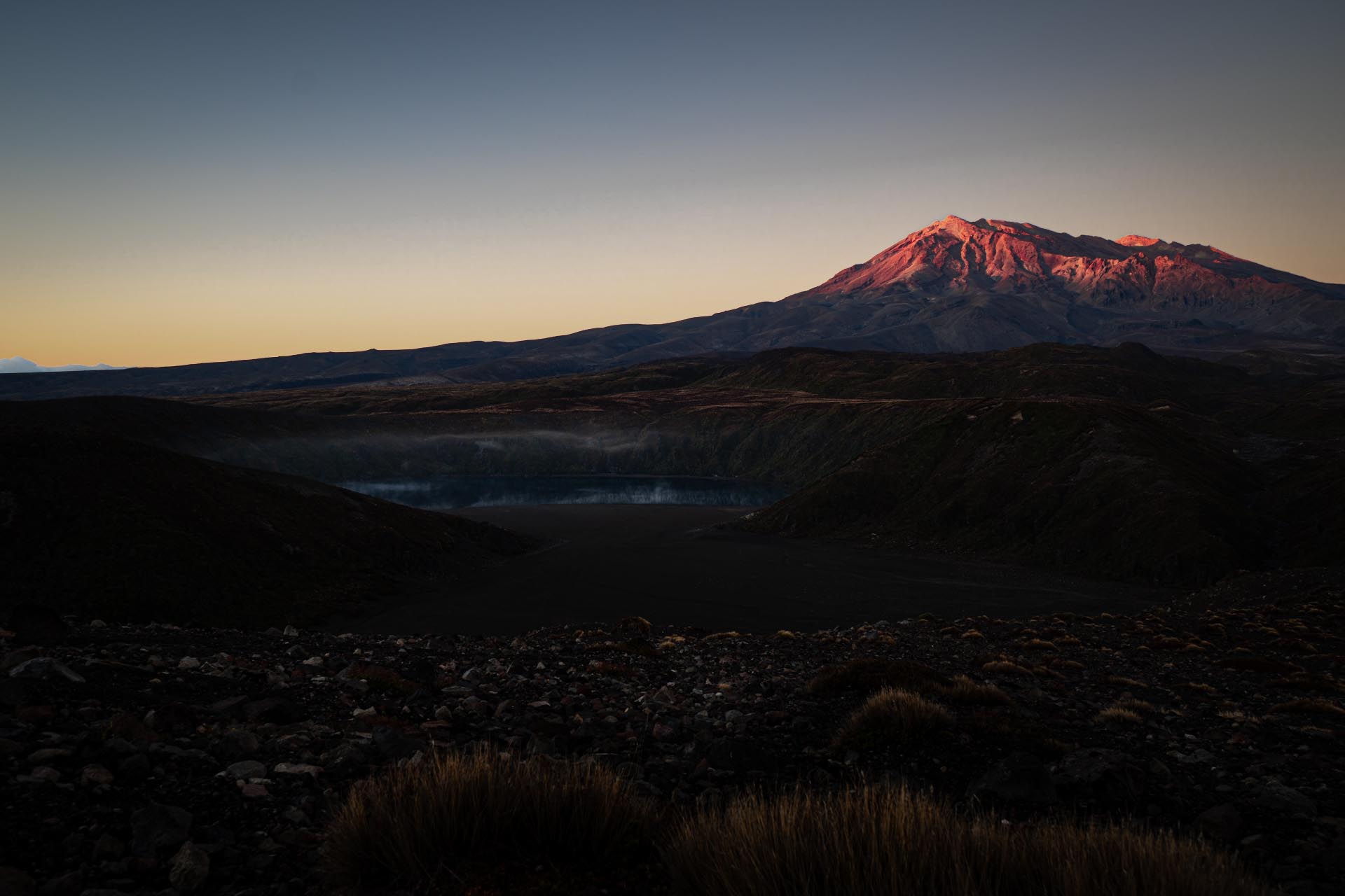 Lower Tama Lake and Mt Ruapehu