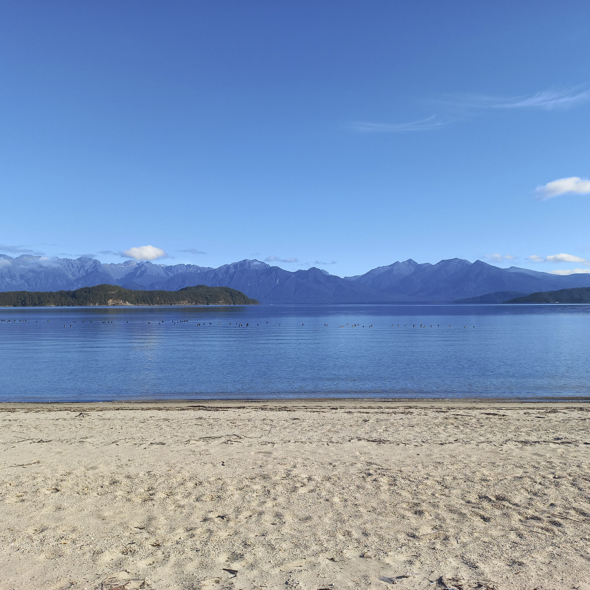 The view of Lake Manapouri from the tent door