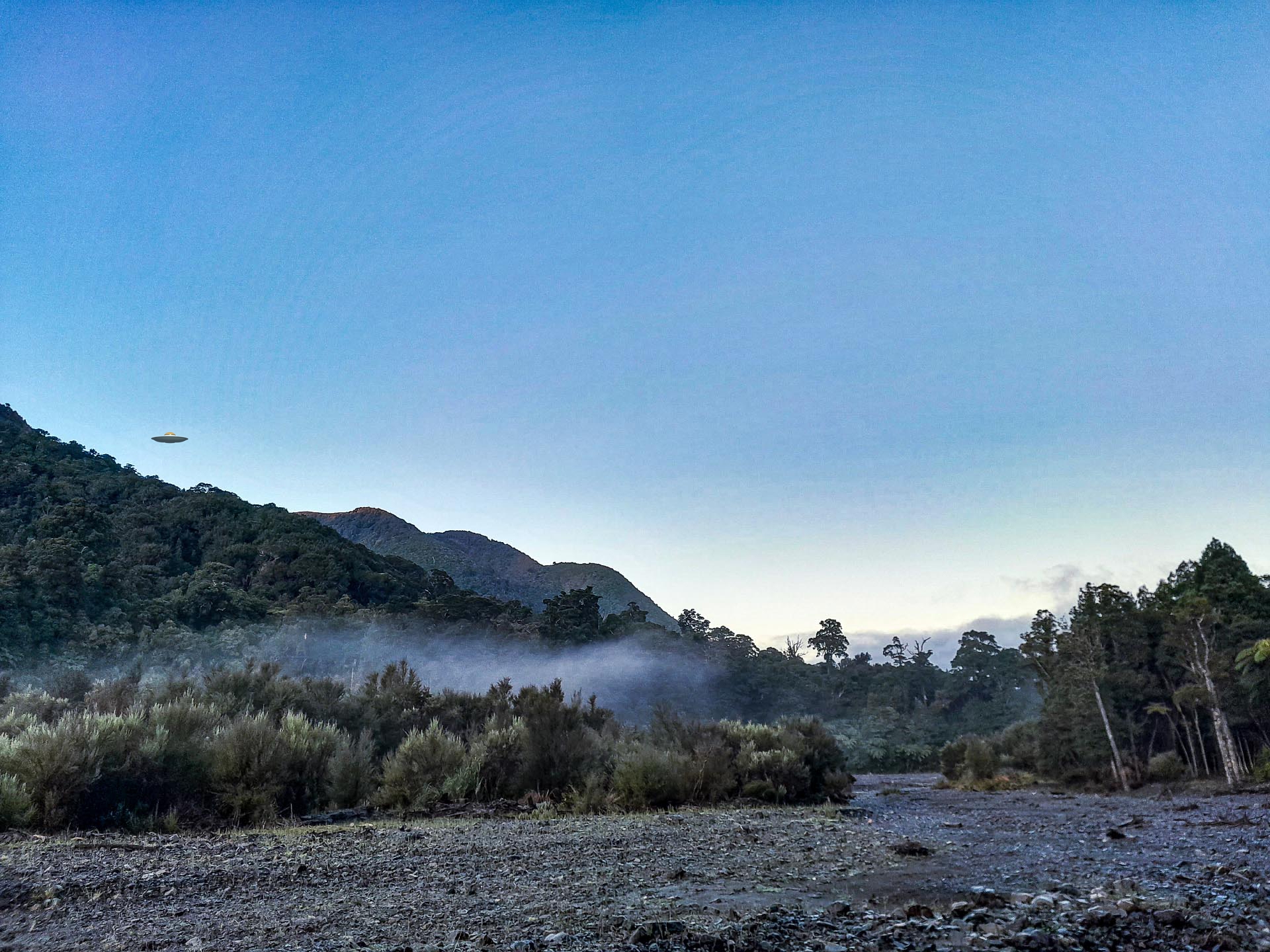 Orongorongo Valley as the early mist clears