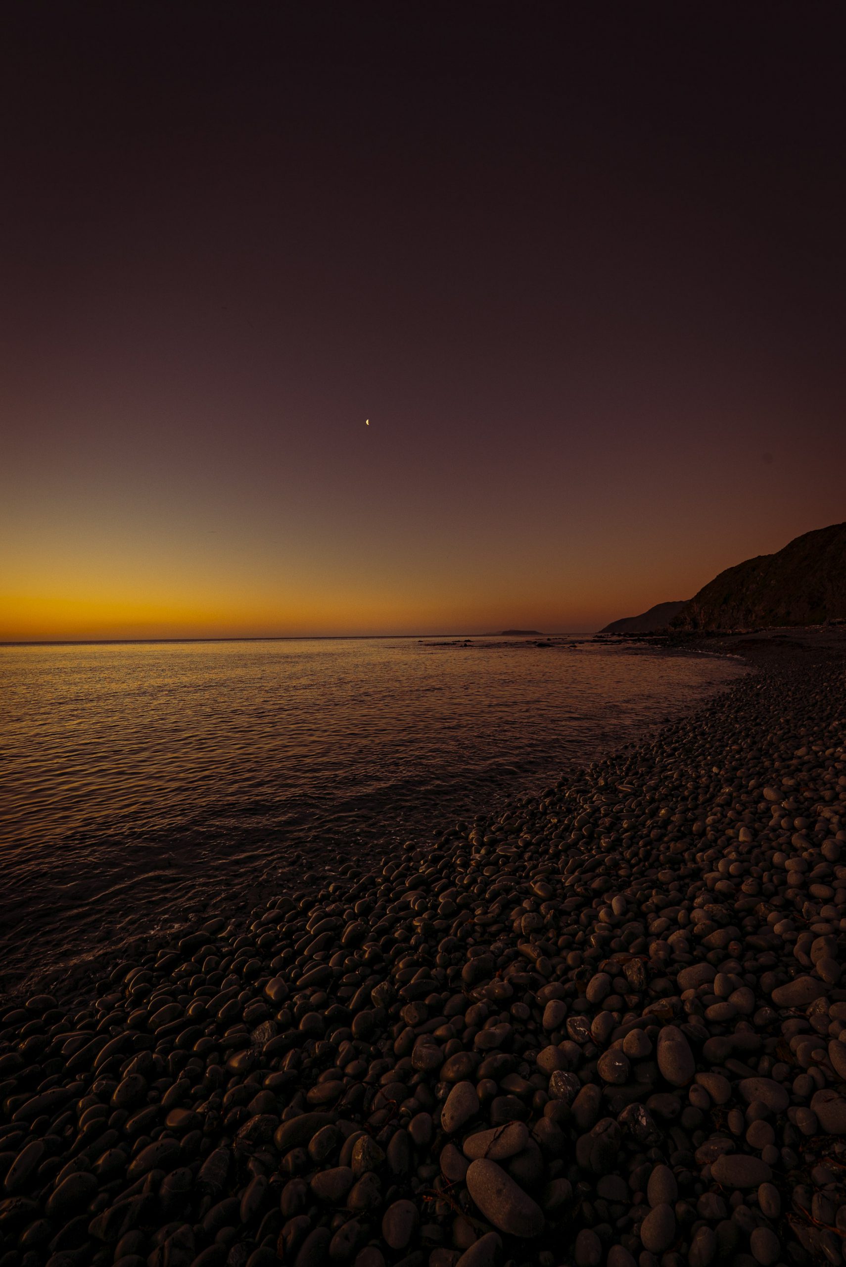 Makara Walkway twilight with crescent moon