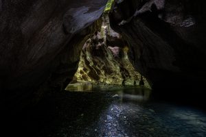 Patuna Chasm with the walls closed overhead and some daylight ahead