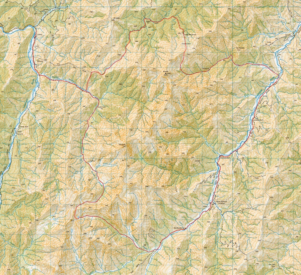 Map showing the route of the Bounds Circuit hike