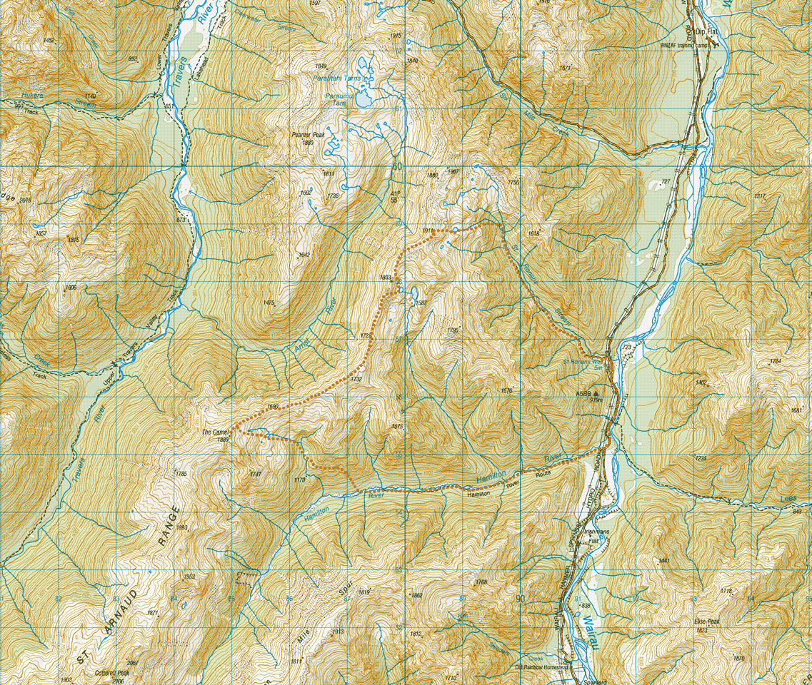 Topographical map of the route to The Camel