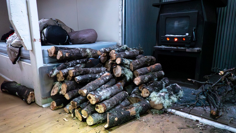 Sarah Sawrus's firewood stash, Cupola Hut, Nelson Lakes National Park