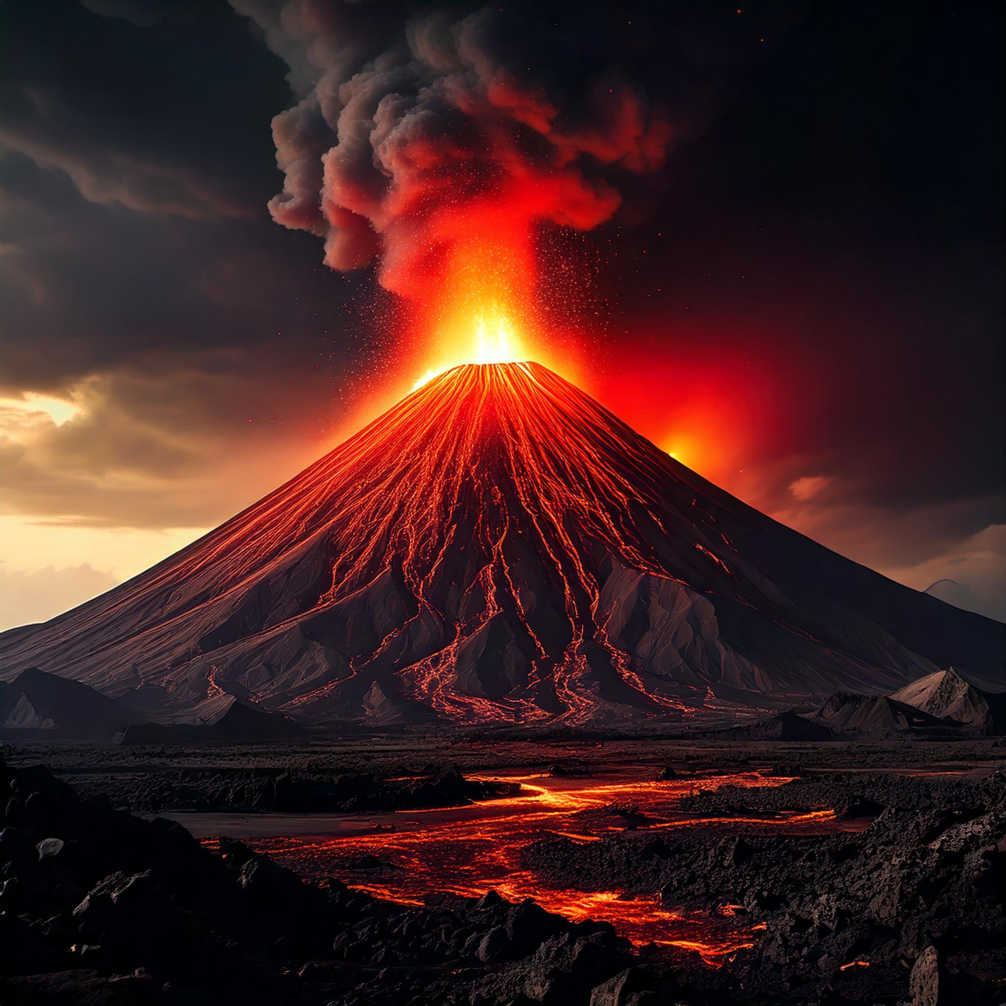 An illustration of what Mt Ngauruhoe in eruption may look like