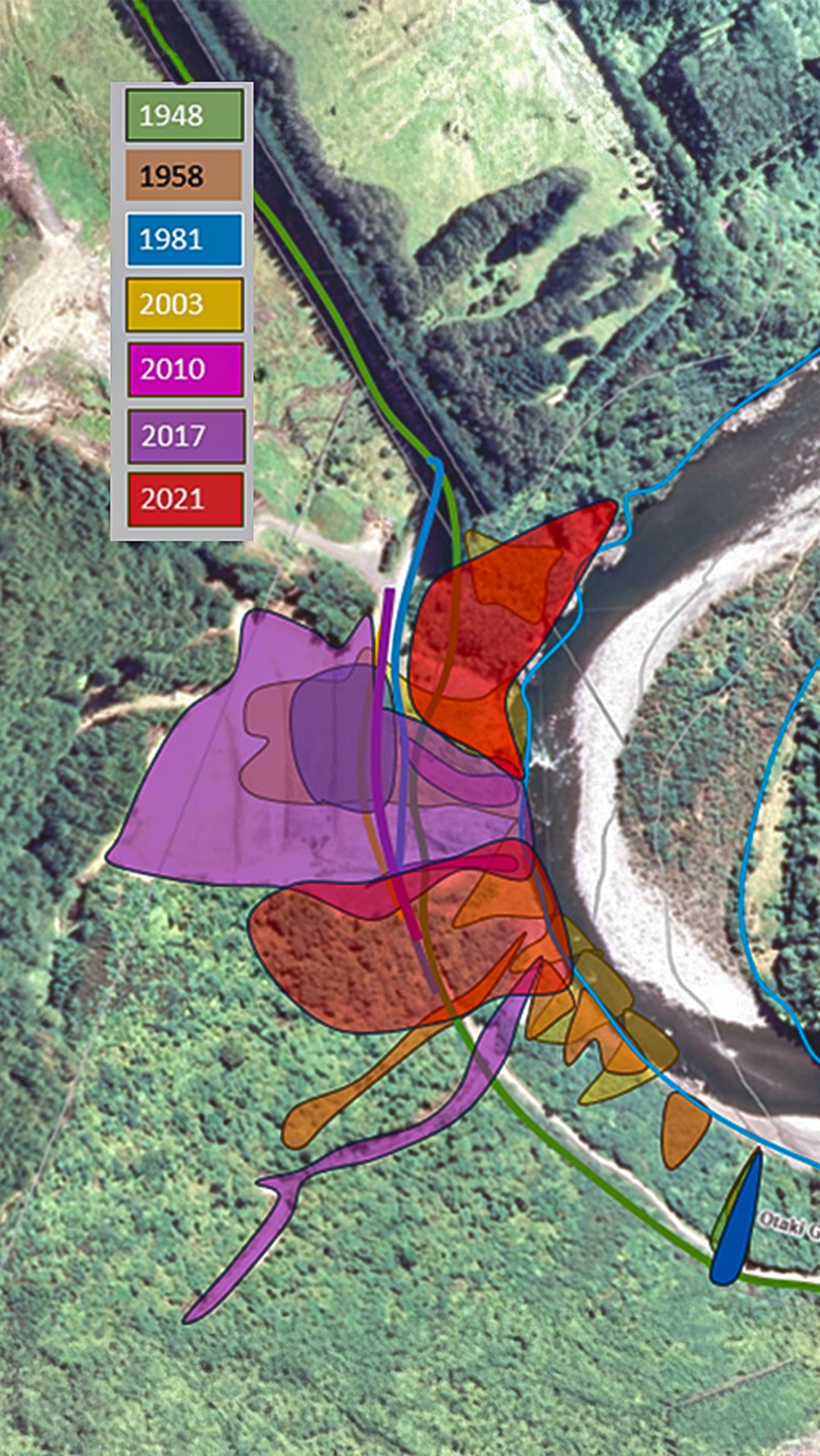 Recent slips at Blue Bluff, Ōtaki Forks Road