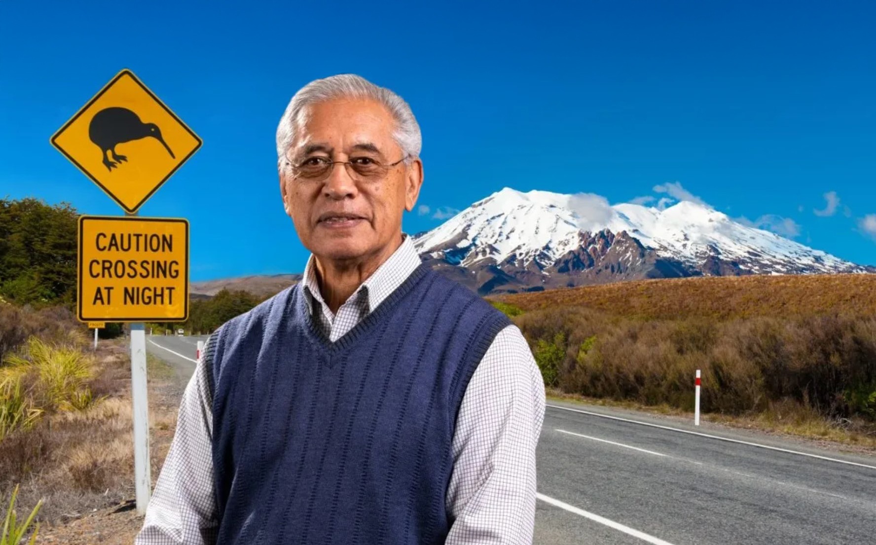 Paramount chief with Mt Ruapehu background