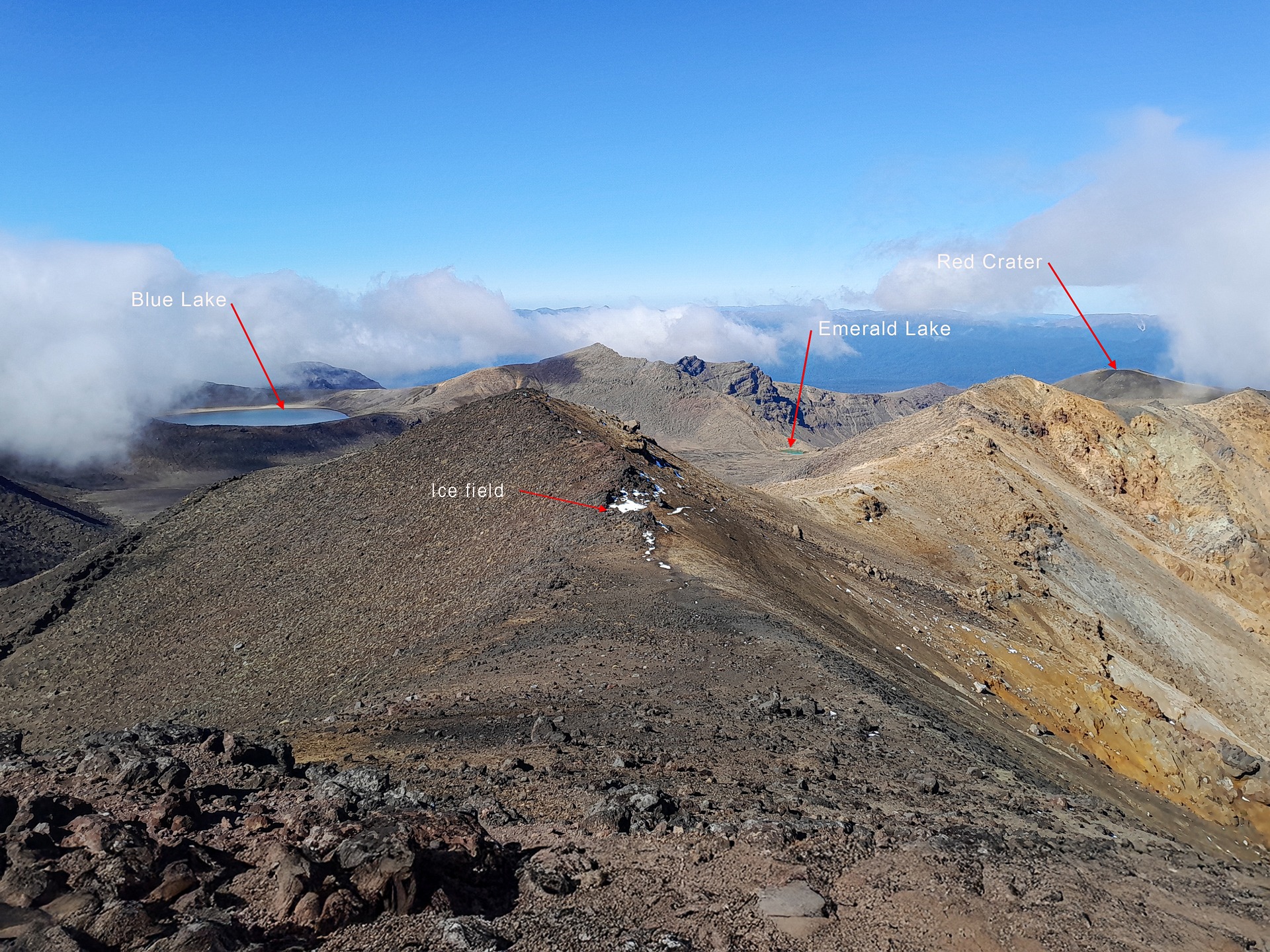 View east from the summit of Mt Tongariro
