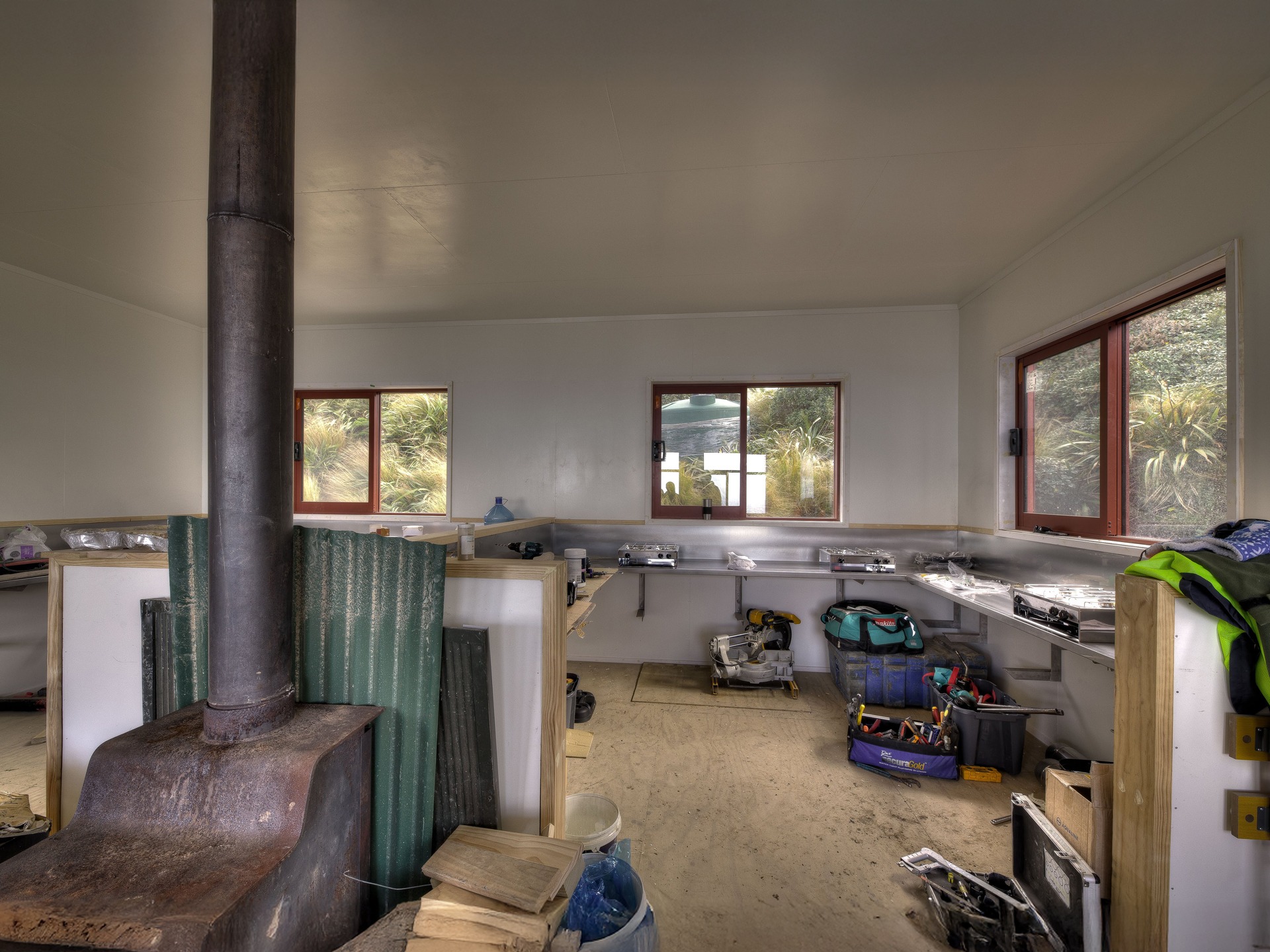 Powell Hut rebuild 2019 showing the fit-out in the kitchen area