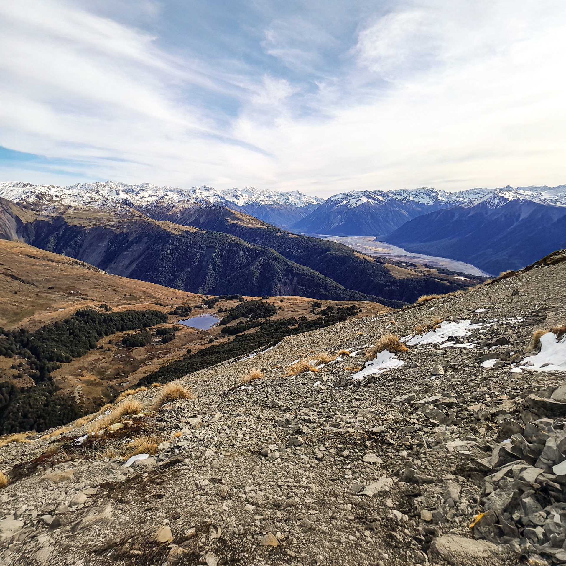 Cass lagoon viewed from near the summit of Mt Bruce