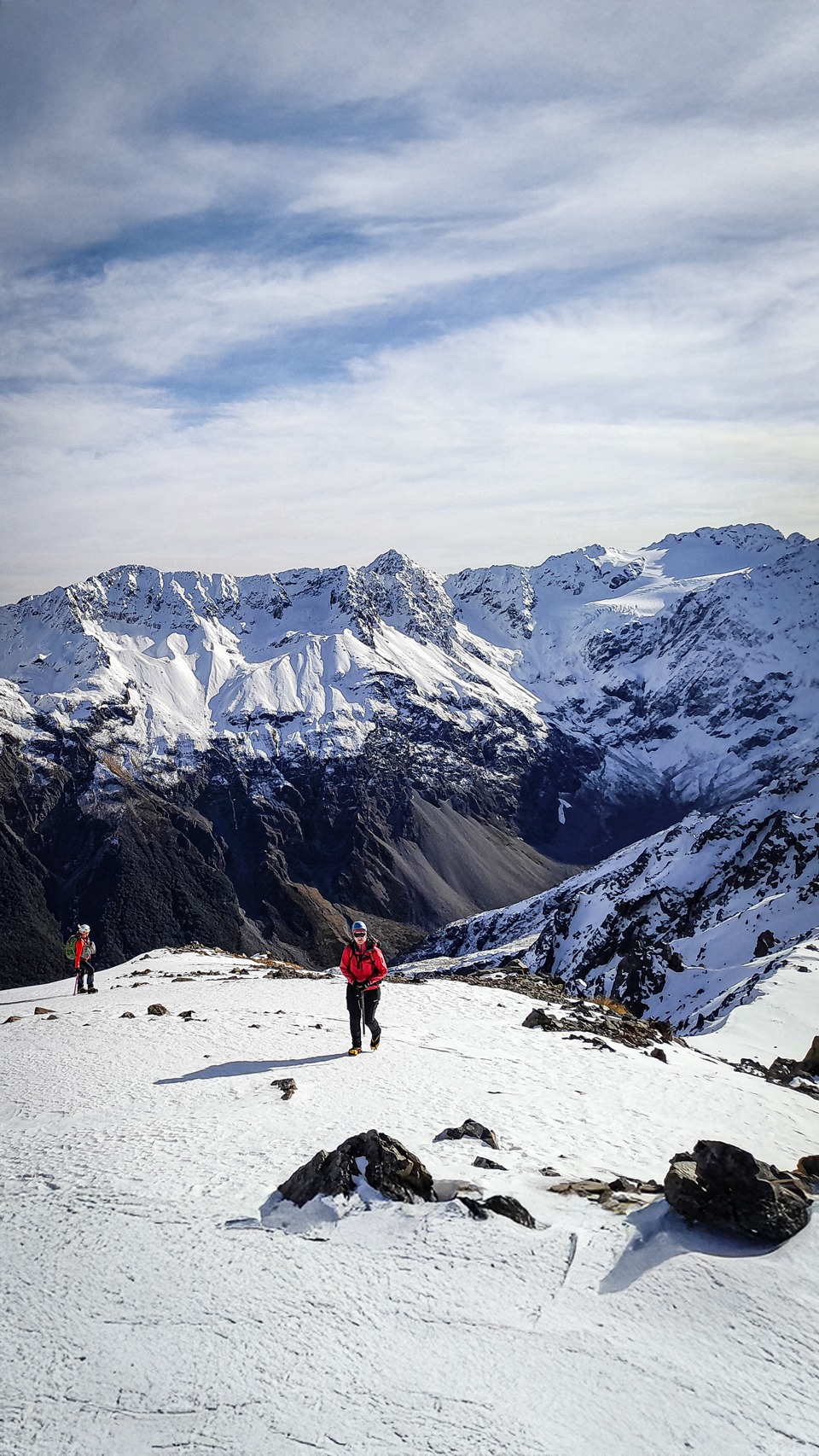 On the summit of Lyell Peak. Mt Rolleston far right skyline. Arthur's Pass National Park