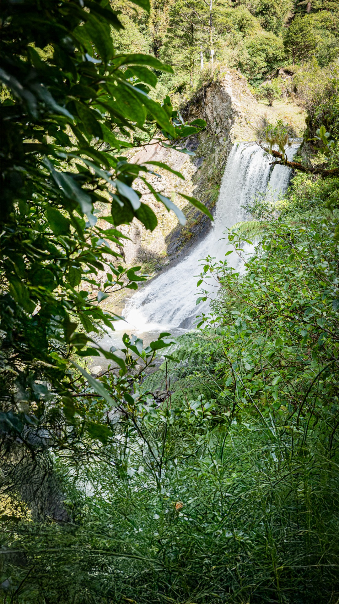 Water flowing over the spillway from Arcus Dam
