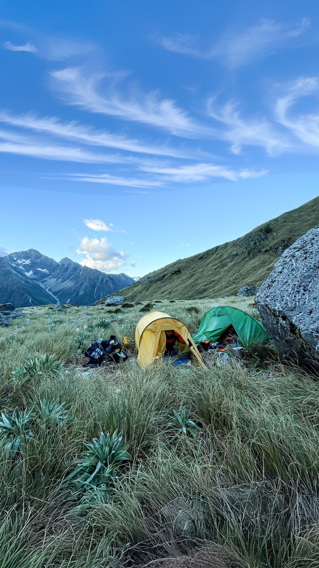  Camp in Elizabeth Stream above the Perth River, Perth Valley, Westland 
